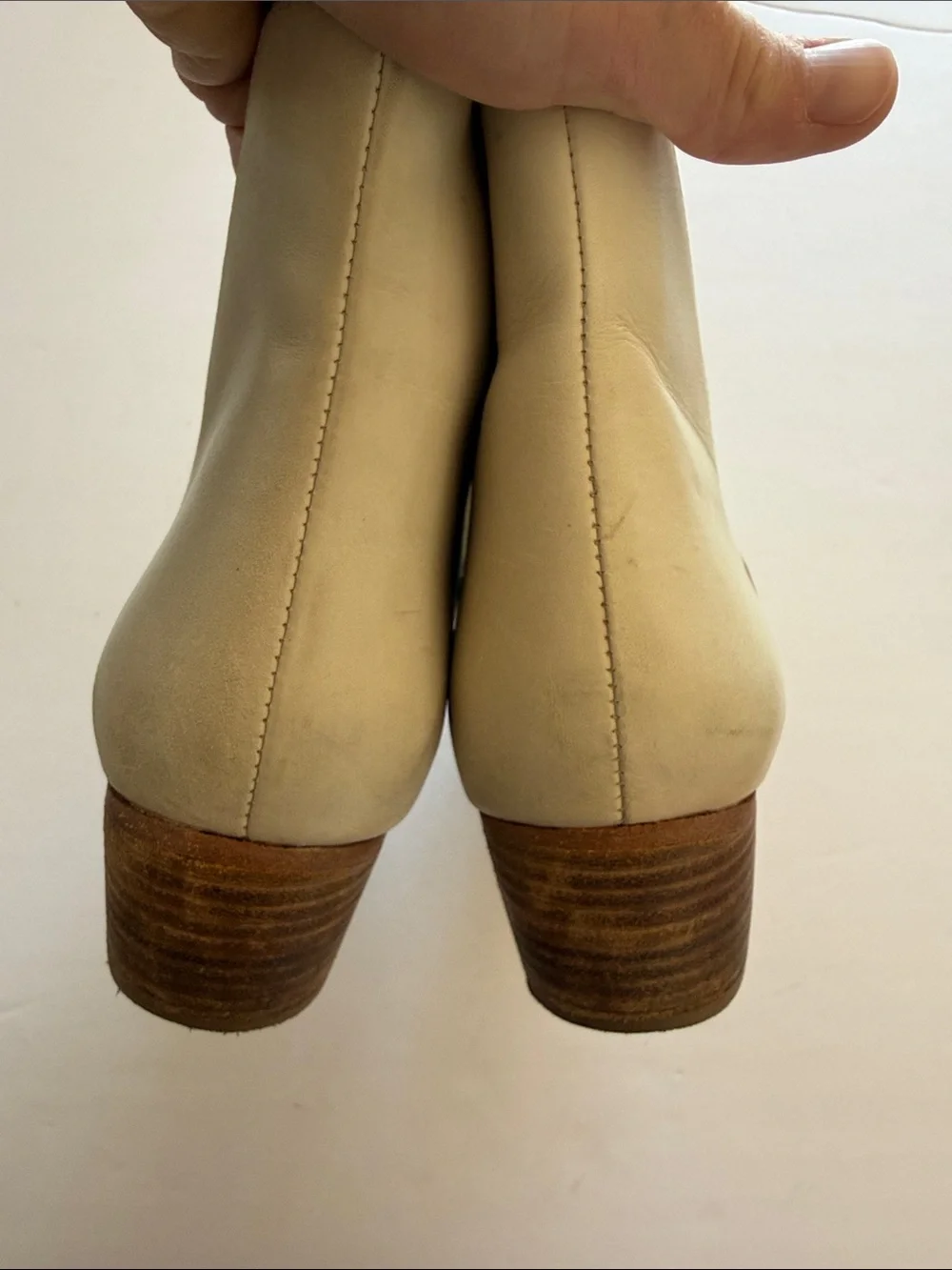 Free People Charm Double-V Cream Leather Ankle Booties size 41